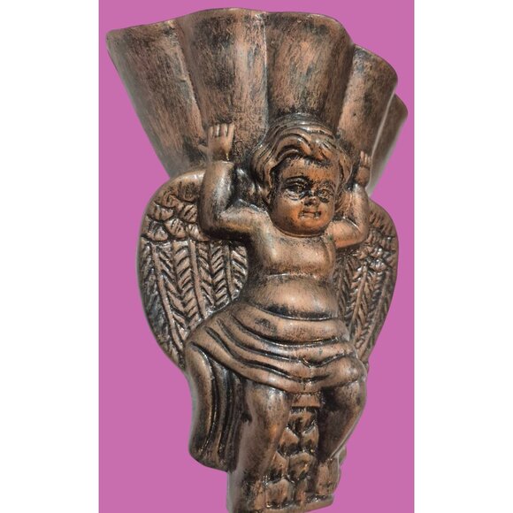Cherub Angel Wall Sconce Gothic Bronze Finish Decorative Accent - Picture 3 of 11